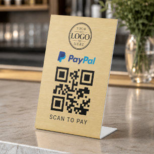 ゴールドPaypalスキャン支払い卓上ディスプレイ 台座サイン