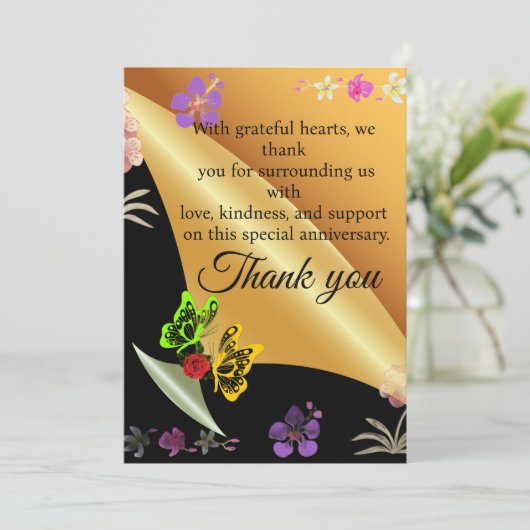 ゴールドVポイントアニバーサリー バタフライ&ローズ サンキューカード (スタンド正面)