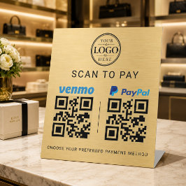 ゴールドVenmo Paypalスキャン支払い卓上ディスプレイ 台座サイン
