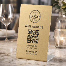 ゴールドWiFiアクセス ビジネス企業ロゴ 台座サイン