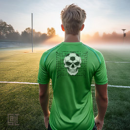 ゴールネットに嵌ったサッカースカルドクロTシャツ Tシャツ