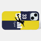 ゴールブルー金ゴールドパーソナライズされた女子サッカー Case-Mate iPhoneケース (裏面 (横))