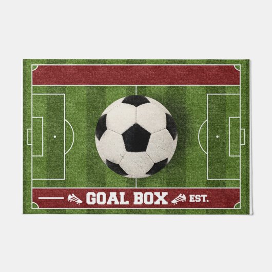 ゴールボックスデザインラグ、サッカー ドアマット (正面)