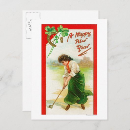 ゴールボールを打ち始めようとしているアイルランド人女性 ポストカード (正面/裏面)