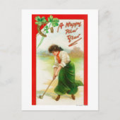 ゴールボールを打ち始めようとしているアイルランド人女性 ポストカード (正面)