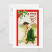 ゴールボールを打ち始めようとしているアイルランド人女性 ポストカード (正面/裏面)