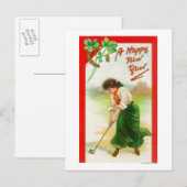 ゴールボールを打ち始めようとしているアイルランド人女性 ポストカード (正面/裏面)