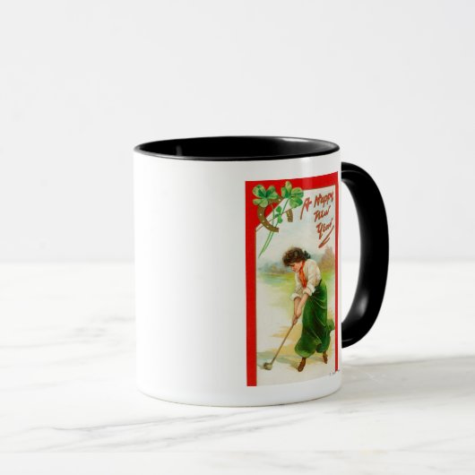 ゴールボールを打ち始めようとしているアイルランド人女性 マグカップ (正面右)