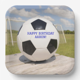 ゴールポスト白黒サッカーボール紙プレート ペーパープレート