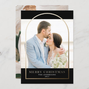 ゴールモダンドフォイルアーチ型フレームホリデーカード 招待状