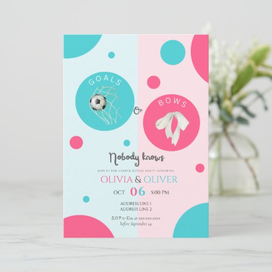 ゴールユニークまたは弓の性別がパーティーを明らかにする 招待状 (スタンド正面)