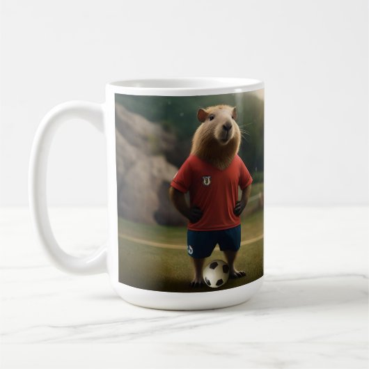 「ゴール得点キャピバラ:究極のサッカーのスター!」 コーヒーマグカップ (左)