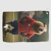 「ゴール得点キャピバラ:究極のサッカーのスター!」 ゴルフタオル (横)