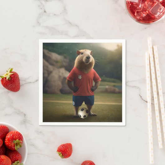 「ゴール得点キャピバラ：究極のサッカーのスター！」 スタンダードカクテルナプキン (インサイチュ)