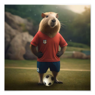 「ゴール得点キャピバラ：究極のサッカーのスター！」 フォトプリント           