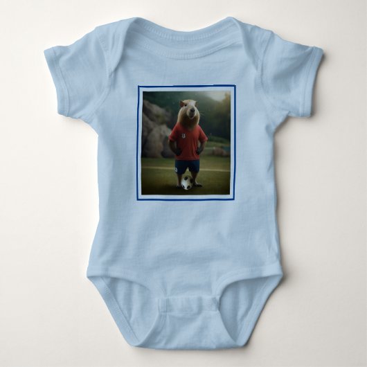 「ゴール得点キャピバラ：究極のサッカーのスター！」 ベビーボディスーツ (正面)