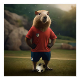 「ゴール得点キャピバラ:究極のサッカーのスター!」 ポスター