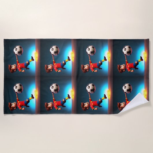 ゴール限定アニメ少年の完璧なキック» ビーチタオル (正面)