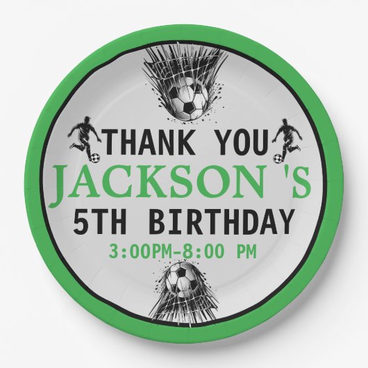 ゴール!サッカーの第5回誕生日パーティー ペーパープレート (正面)