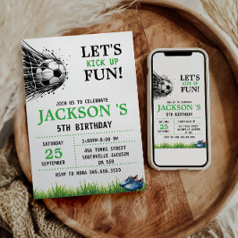 ゴール!サッカーの第5回誕生日パーティー 招待状