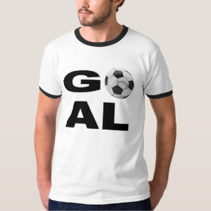 ゴール-サッカーボールのグラフィックが付いているサッカーのTシャツ Tシャツ