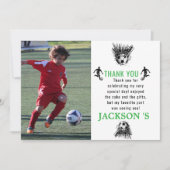 ゴール! サッカー5歳の誕生日パーティー サンキューカード (正面)