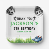 ゴール!サッカー5歳の誕生日パーティー ペーパープレート (正面)