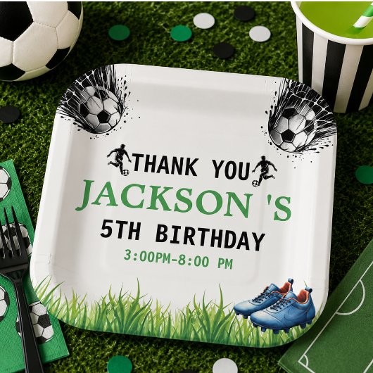 ゴール!サッカー5歳の誕生日パーティー ペーパープレート