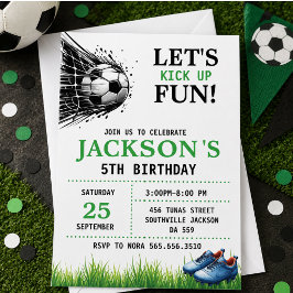 ゴール!サッカー5歳の誕生日パーティー 招待状