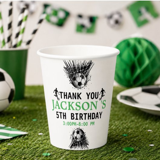 ゴール!サッカー5歳の誕生日パーティー 紙コップ