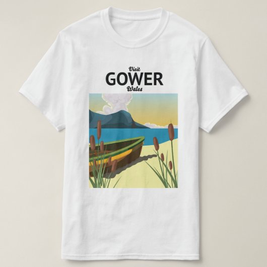 ゴーワーウェールズの旅行ポスター Tシャツ (デザイン正面)