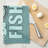 ゴーン魚釣りカスタムキッチンタオル キッチンタオル (四つ折り)