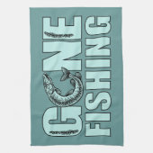 ゴーン魚釣りカスタムキッチンタオル キッチンタオル (縦)