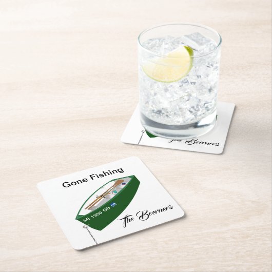 ゴーン魚釣りフィッシャーマン魚釣りキャンプボート紙 スクエアペーパーコースター (インサイチュ)