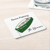 ゴーン魚釣りフィッシャーマン魚釣りキャンプボート紙 スクエアペーパーコースター (アングル)