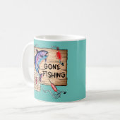 ゴーン魚釣りブルーコーヒーマグ コーヒーマグカップ (正面左)