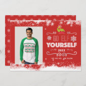 ゴー小妖精や小人ユースクリスマスフォトカード シーズンカード (正面/裏面)