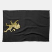 『ゴー王室のルデン・ライオンオン・ブラック』  キッチンタオル (横)