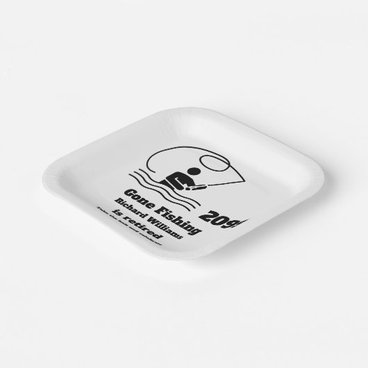 ゴー退職した魚釣りスタンディングフィッシャーマンリタイア ペーパープレート (傾斜あり)