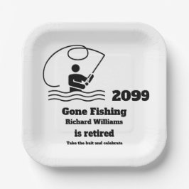ゴー退職した魚釣りスタンディングフィッシャーマンリタイア ペーパープレート