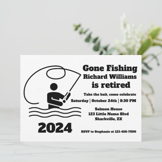 ゴー退職した魚釣りスタンディングフィッシャーマンリタイア 招待状 (スタンド正面)