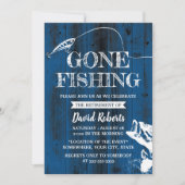 ゴー退職した魚釣りネイビー木材アウトドア退職 招待状 (正面)