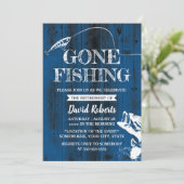ゴー退職した魚釣りネイビー木材アウトドア退職 招待状 (スタンド正面)