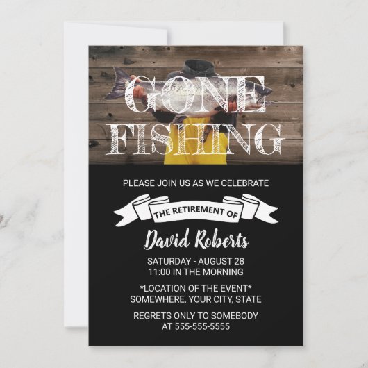 ゴー退職した魚釣りバ素朴ンウッドリタイア 招待状 (正面)