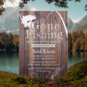 ゴー退職した魚釣り素朴ウッド退職 招待状