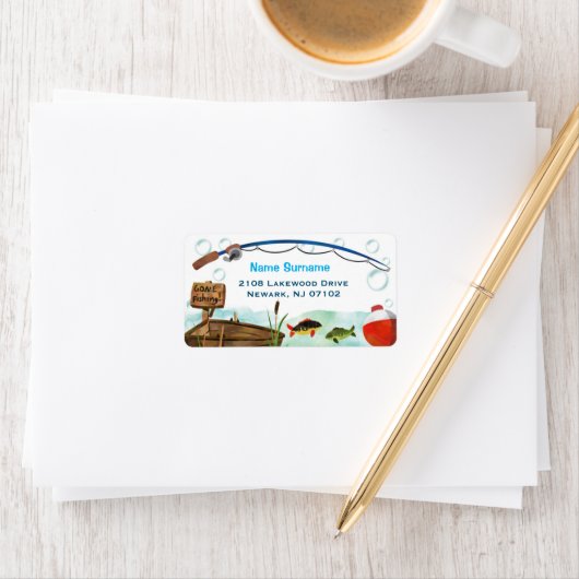 ゴー魚釣りをテーマにした住所 シール (インサイチュ)