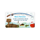 ゴー魚釣りをテーマにした住所 シール (正面)