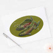 ゴー魚釣りステッカーCohoサーモンアートステッカー 楕円形シール (封筒)