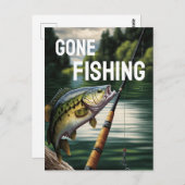 ゴー魚釣りマンケーブレイクハウスバスフィッシュ ポストカード (正面/裏面)