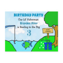 ゴー魚釣りリトルボーイズ誕生日招待状